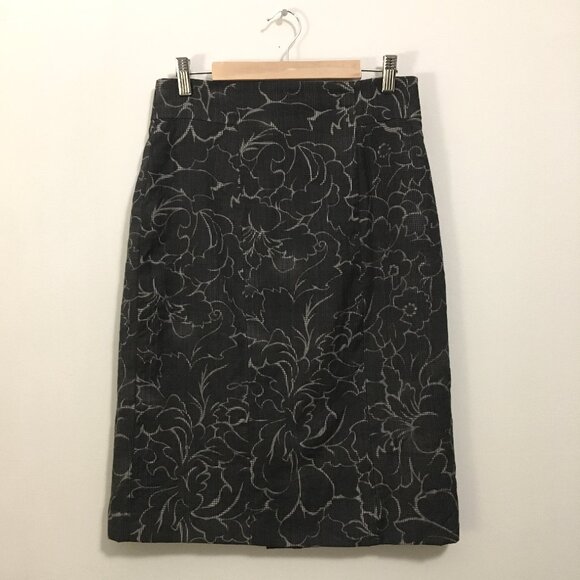 Elie Tahari 100% Wool Brown and Tan Floral Pencil Skirt - Picture 1 of 14